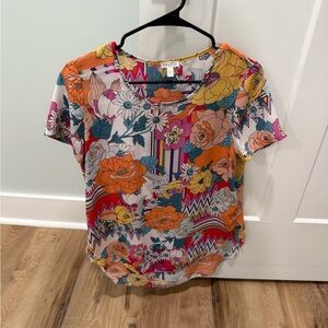 Spense Multicolor Floral Short Sleeve Top